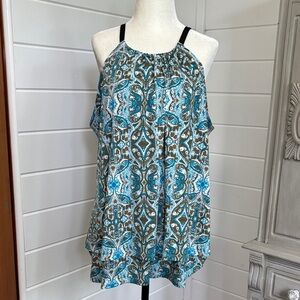 Ricki's Blue and Brown Patterned Blouse, Size XL, like new